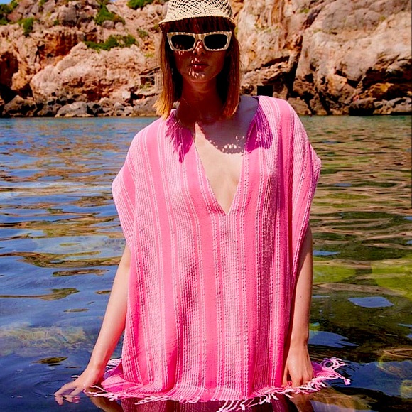 Zara Other - Zara Fringe Rustic Caftan Swim Cover Up